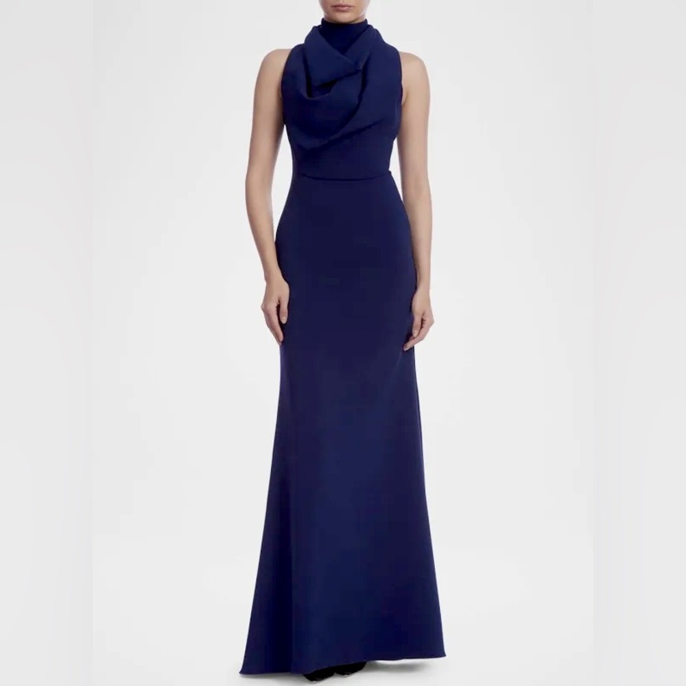 Badgley Mischka Women's Sleeveless High-Neck Cowlneck Evening Gown